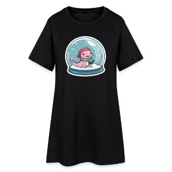 Axolotl dans la boule à neige - Robe T-shirt Femme - noir - Devant