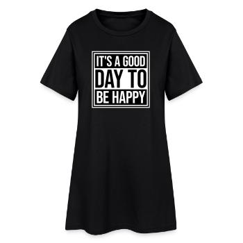 Bonjour sois heureux Motivation positive Dire bonheur - Robe T-shirt Femme - noir - Devant