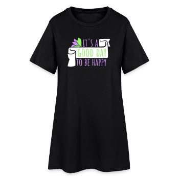 Bonjour sois heureux Motivation positive Dire bonheur - Robe T-shirt Femme - noir - Devant