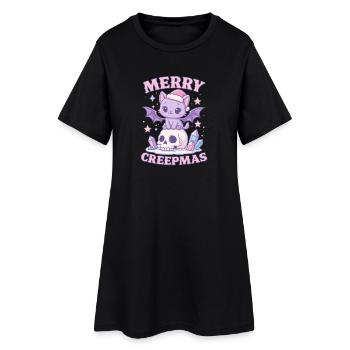Merry Creepmas Cat Pastel Goth Christmas Skull - Frauen T-Shirt-Kleid - Schwarz - Vorne