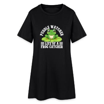 Frog Catcher Puddle Watcher Frog - Frauen T-Shirt-Kleid - Schwarz - Vorne
