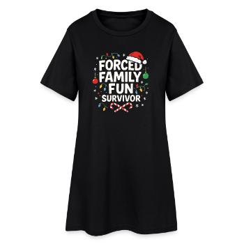 Forced Family Fun Survivor Christmas Xmas Humor - Women’s T-Shirt Dress - black - Front