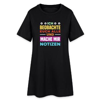 Je te surveille, je prends des notes, je prends de l’humour, au bureau, - Robe T-shirt Femme - noir - Devant