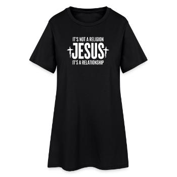 Jesus Relationship Graphic Tee - Women’s T-Shirt Dress - black - Front