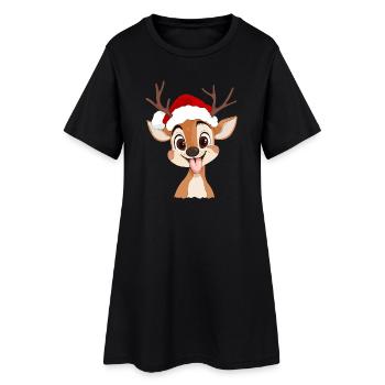 Cerf et Noël - Robe T-shirt Femme - noir - Devant