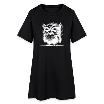 Eule ich bin nicht grummelig nur unausgeschlafen - Frauen T-Shirt-Kleid - Schwarz - Vorne