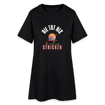 Elle ne fait rien – elle veut juste tricoter ! - Robe T-shirt Femme - noir - Devant