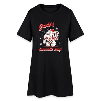 Lieblings-Weihnachtsmann-Tasse - Frauen T-Shirt-Kleid - Schwarz - Vorne