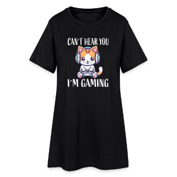 Kitten with headset while gaming - Women’s T-Shirt Dress - black - Front