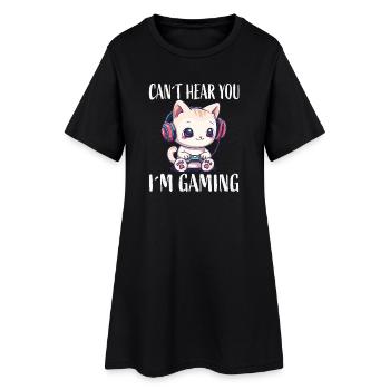Katzen Gaming beim Zocken - Frauen T-Shirt-Kleid - Schwarz - Vorne