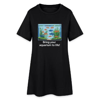 Vie en aquarium : scène animée dans l’aquarium - Robe T-shirt Femme - noir - Devant