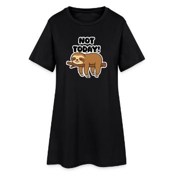 Paresseux endormi mignon sur la branche – Dessin animé Lazy Day - Robe T-shirt Femme - noir - Devant
