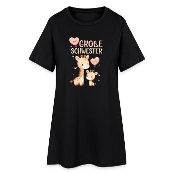 Grande Sœur Girafe Frère ou Sœur - Robe T-shirt Femme - noir - Devant