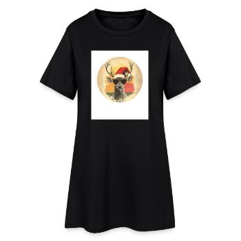 Cerfs de renne bois de rene Noël Vintage - Robe T-shirt Femme - noir - Devant