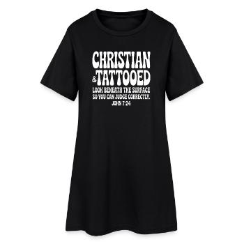 Christian Ink Blick unter die Oberfläche - Frauen T-Shirt-Kleid - Schwarz - Vorne
