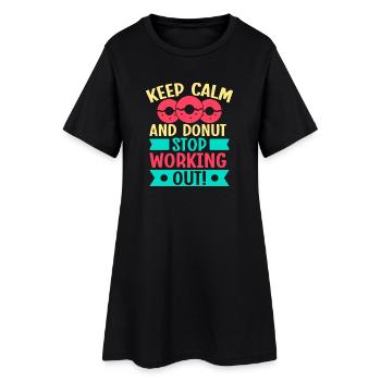 Fitness Fanatics Keep Calm Donut Stop Calisthenics - Frauen T-Shirt-Kleid - Schwarz - Vorne