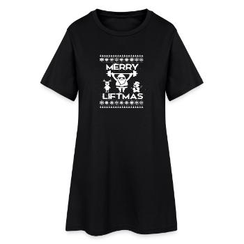 Le Père Noël puissant soulève des poids - Robe T-shirt Femme - noir - Devant