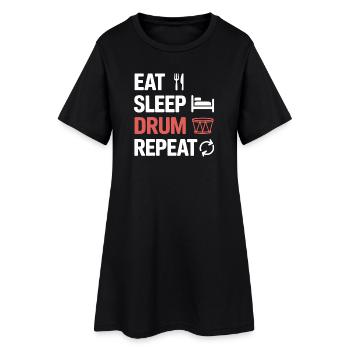 Mange, dors, répétez le tambour - Robe T-shirt Femme - noir - Devant