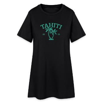 Tahiti - Palm Tree - Palm Trees - French Polynesia Beach - Women’s T-Shirt Dress - black - Front