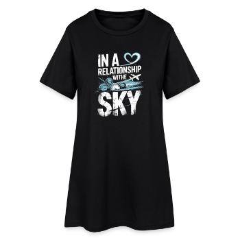 Dans une relation avec l’avion du ciel - Robe T-shirt Femme - noir - Devant