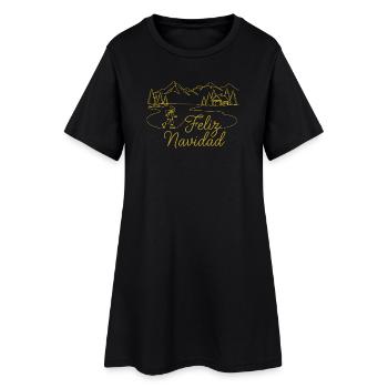 Feliz Navidad Winterlandschaft winterlich - Frauen T-Shirt-Kleid - Schwarz - Vorne