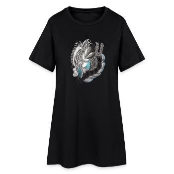 Accent bleu d’art organique - Robe T-shirt Femme - noir - Devant
