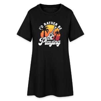Hawaiian Ukulele Uke I'd Rather Be - Frauen T-Shirt-Kleid - Schwarz - Vorne