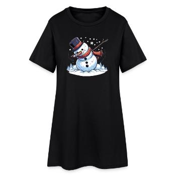 Dabbing Weihnachts Schneemann Dab Weihnachten - Frauen T-Shirt-Kleid - Schwarz - Vorne