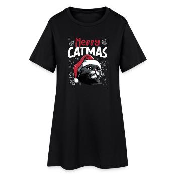 Joyeux Catmas, motif drôle de chat de Noël - Robe T-shirt Femme - noir - Devant