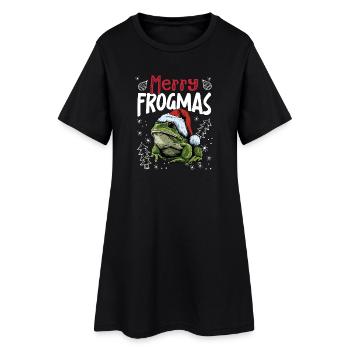 Motif de Noël drôle de grenouille Joyeux Frogmas - Robe T-shirt Femme - noir - Devant