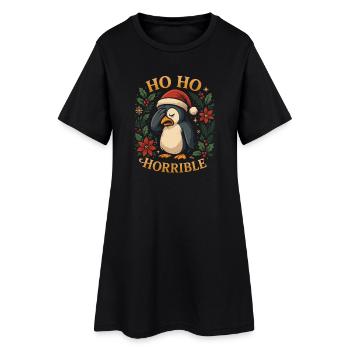 Ho Ho Horrible Drôle de T-shirt de Noël Pingouin - Robe T-shirt Femme - noir - Devant