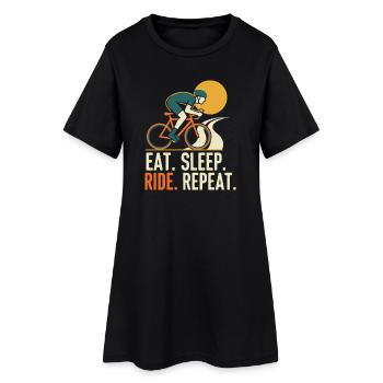 Chevaucher. Manger. Dormir. Répéter. - Robe T-shirt Femme - noir - Devant