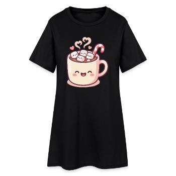 Tasse de câlins avec guimauves et canne d’orge - Robe T-shirt Femme - noir - Devant