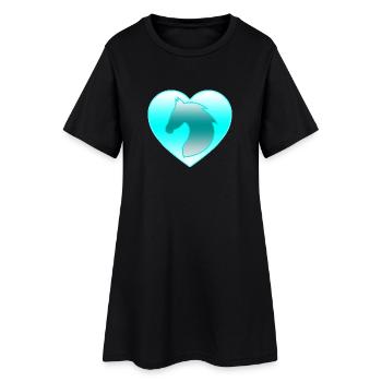 Pferde - Frauen T-Shirt-Kleid - Schwarz - Vorne