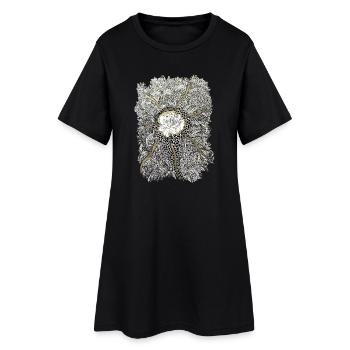 Goldene Blütenmandala mit Rosenakzent - Frauen T-Shirt-Kleid - Schwarz - Vorne