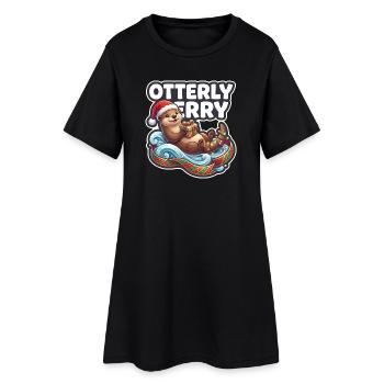 Loutre de Noël joyeux Loutre - Robe T-shirt Femme - noir - Devant
