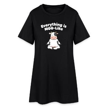 Zen Kuh Meditations Motiv - Frauen T-Shirt-Kleid - Schwarz - Vorne