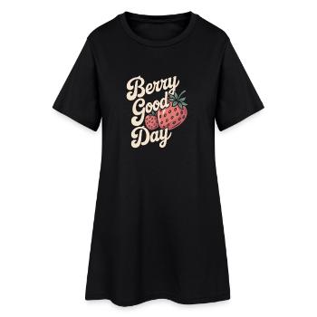 Berry Good Day - Erdbeere - Frauen T-Shirt-Kleid - Schwarz - Vorne