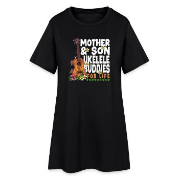 Hawaiian Ukulele Uke Mom Son - Frauen T-Shirt-Kleid - Schwarz - Vorne