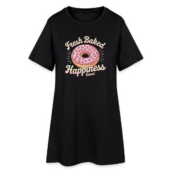 Bonheur fraîchement cuit – Donut - Robe T-shirt Femme - noir - Devant