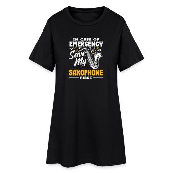 Emergency Save My Saxophone First Drôle - Robe T-shirt Femme - noir - Devant