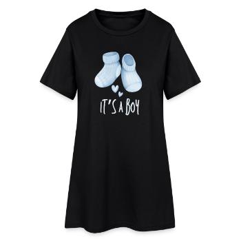 Petits bottins bleus pour bébé, c’est un garçon - Robe T-shirt Femme - noir - Devant