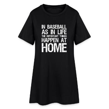 Au baseball, comme dans la vie, les choses importantes arrivent - Robe T-shirt Femme - noir - Devant