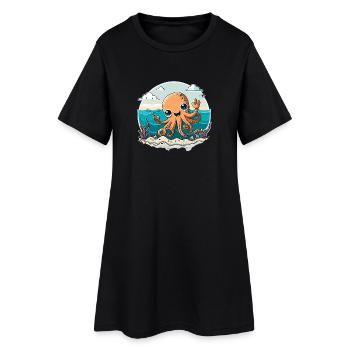 Calmar heureux sur la plage - Robe T-shirt Femme - noir - Devant