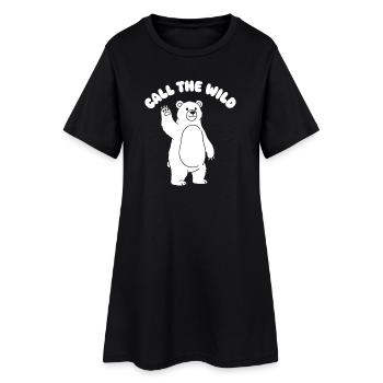 Dessin animé Ours sauvages qui agitent les bras - Robe T-shirt Femme - noir - Devant