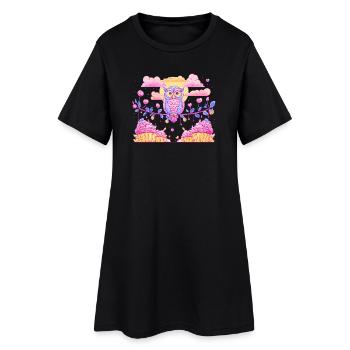Magie de chouette pastel sur cupcakes - Robe T-shirt Femme - noir - Devant