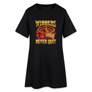Les gagnants ne cessent jamais : Citation drôle sur le casino - Robe T-shirt Femme - noir - Devant