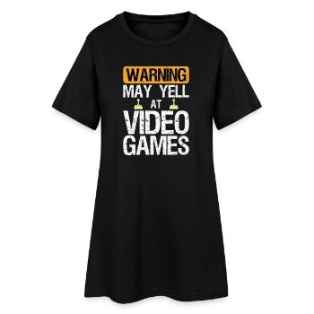 Warning May Yell at Play Video Games Gamer Gaming - Frauen T-Shirt-Kleid - Schwarz - Vorne