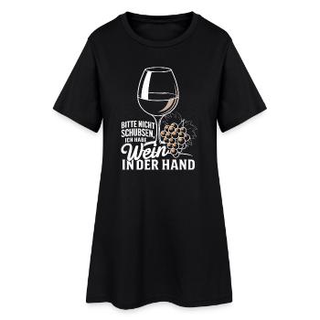Please don't push I've got wine in my hand - Women’s T-Shirt Dress - black - Front