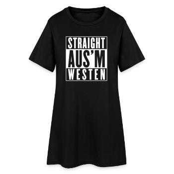 Straight aus'm Westen (Farbe änderbar) - Frauen T-Shirt-Kleid - Schwarz - Vorne